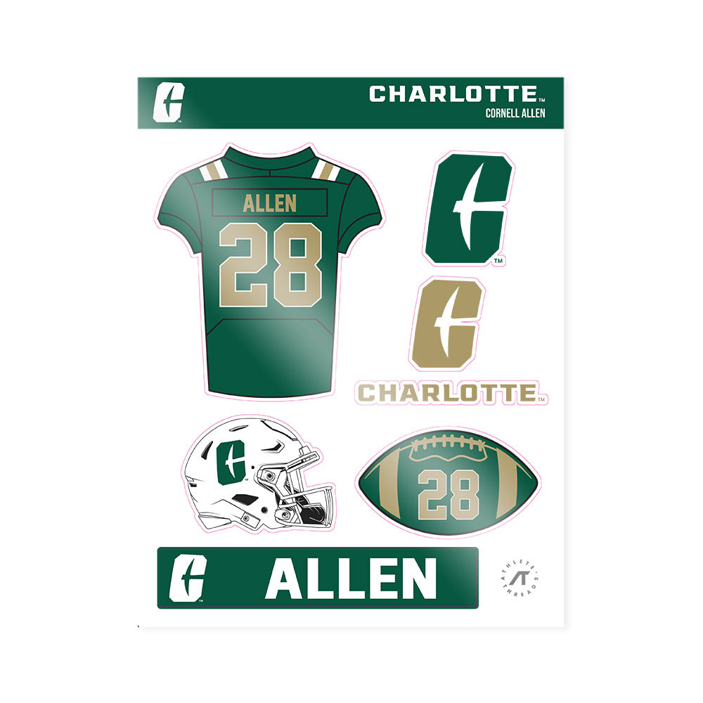 UNC Charlotte - NCAA Football : Cornell Allen - Sticker Sheet-0