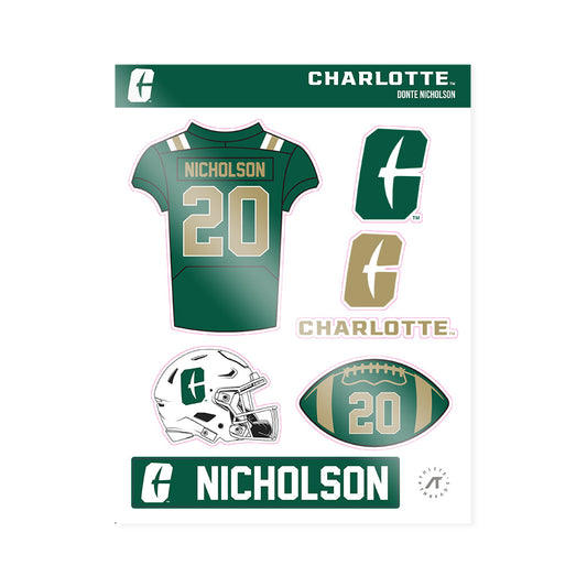 UNC Charlotte - NCAA Football : Donte Nicholson - Sticker Sheet-0