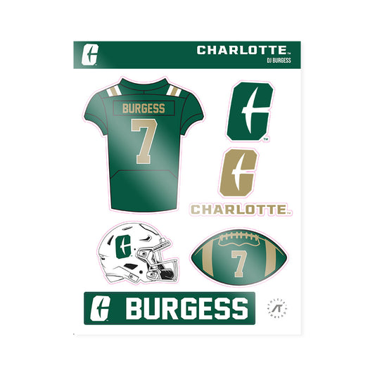 UNC Charlotte - NCAA Football : DJ Burgess - Sticker Sheet-0
