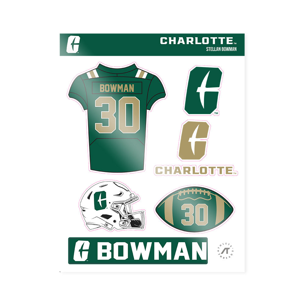 UNC Charlotte - NCAA Football : Stellan Bowman - Sticker Sheet-0
