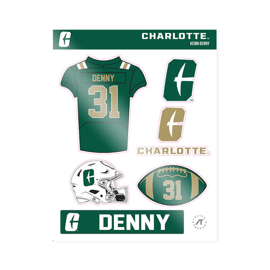 UNC Charlotte - NCAA Football : Keoni Denny - Sticker Sheet-0
