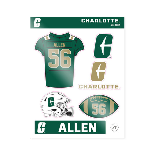 UNC Charlotte - NCAA Football : Jake Allen - Sticker Sheet-0