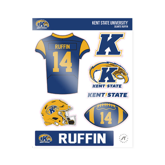 Kent State - NCAA Football : Deante Ruffin - Sticker Sheet-0
