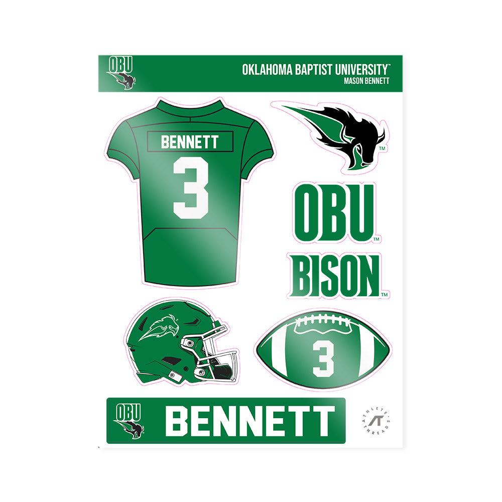 OKBU - NCAA Football : Mason Bennett - Sticker Sheet-0