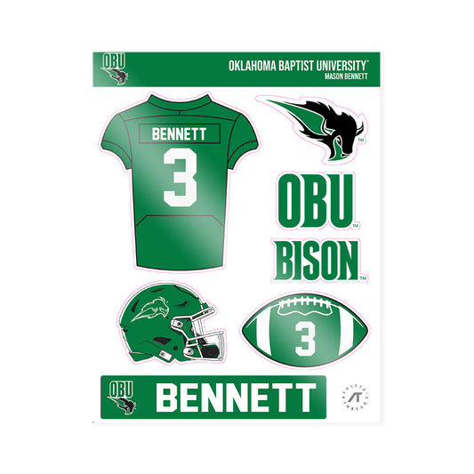 OKBU - NCAA Football : Mason Bennett - Sticker Sheet-0
