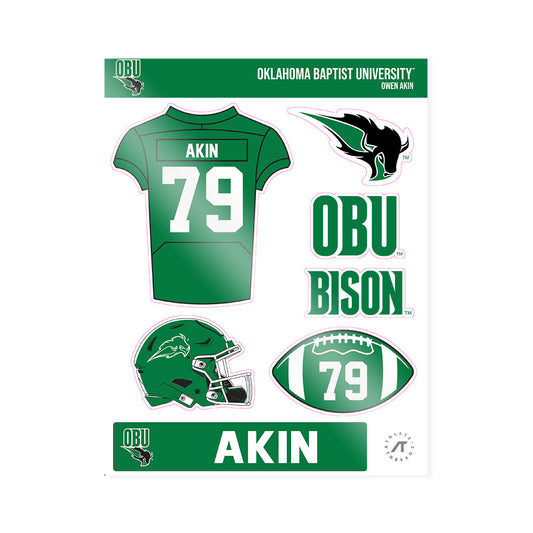 OKBU - NCAA Football : Owen Akin - Sticker Sheet-0