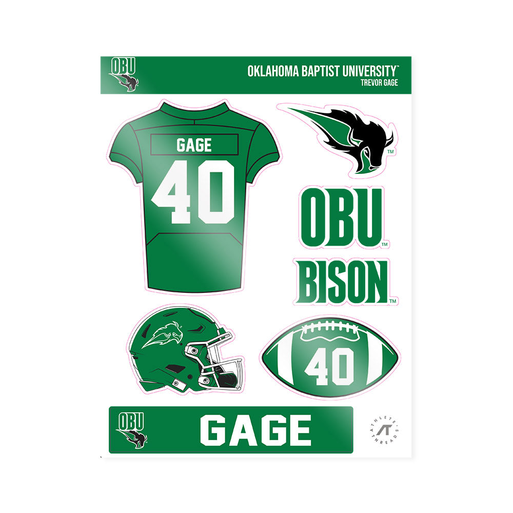 OKBU - NCAA Football : Trevor Gage - Sticker Sheet-0