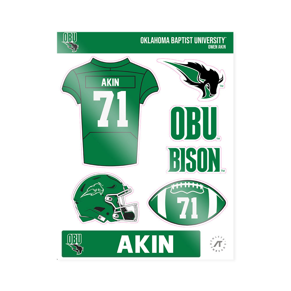 OKBU - NCAA Football : Owen Akin - Sticker Sheet-0