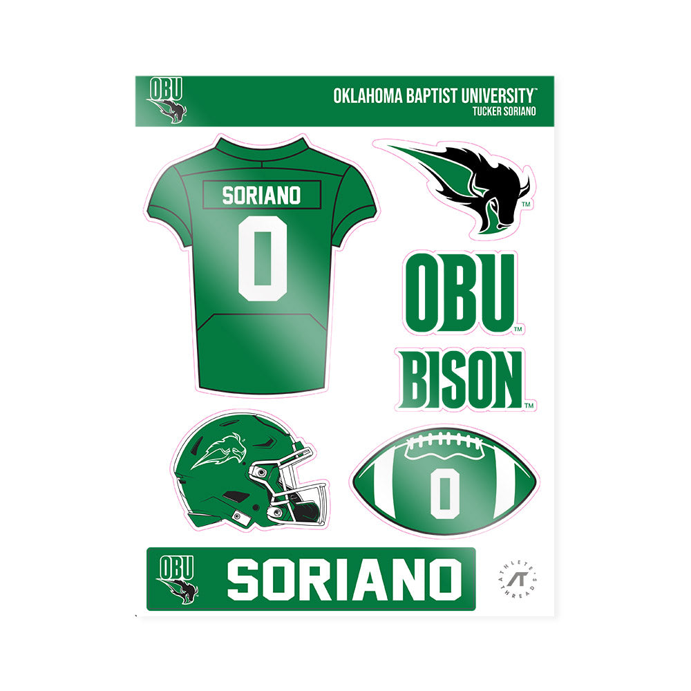 OKBU - NCAA Football : Tucker Soriano - Sticker Sheet-0