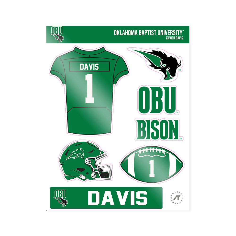 OKBU - NCAA Football : Xavier Davis - Sticker Sheet-0