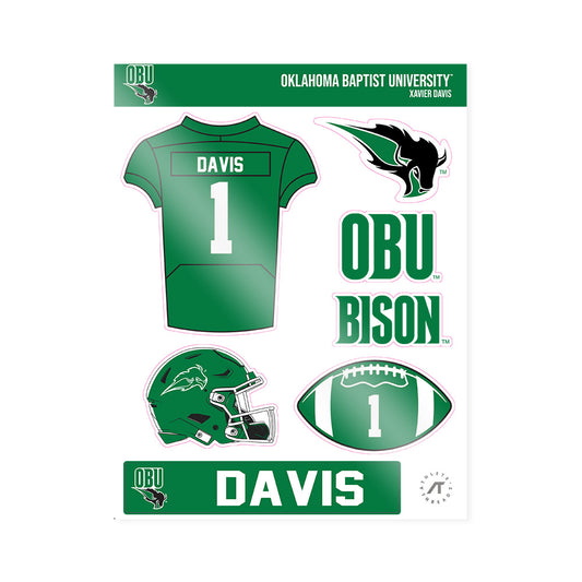 OKBU - NCAA Football : Xavier Davis - Sticker Sheet-0