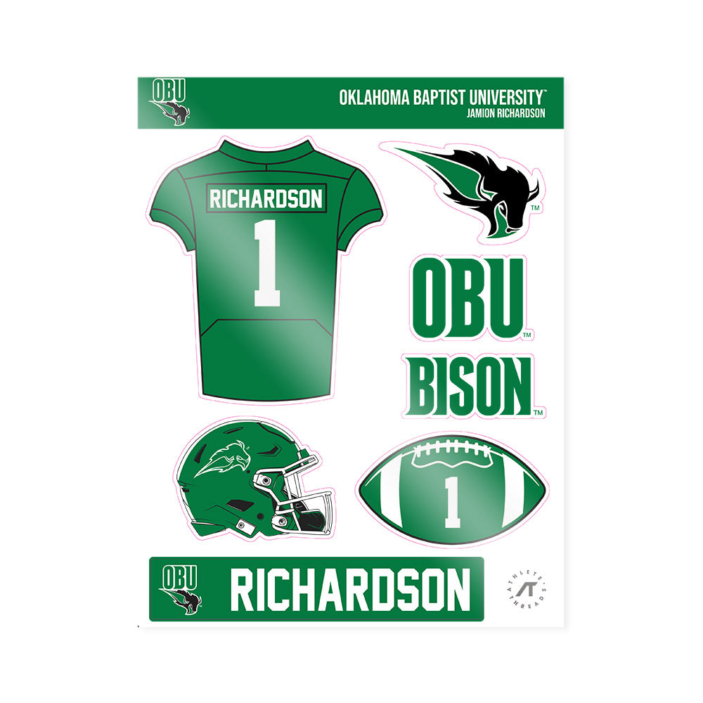 OKBU - NCAA Football : Jamion Richardson - Sticker Sheet-0