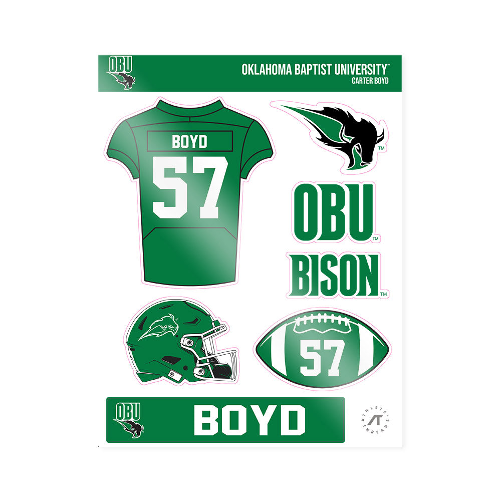 OKBU - NCAA Football : Carter Boyd - Sticker Sheet-0