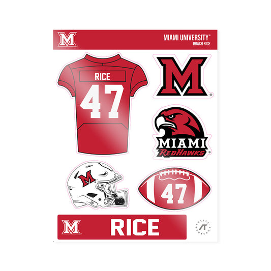 Miami of Ohio - NCAA Football : Brach Rice - Sticker Sheet-0