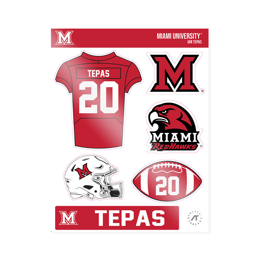 Miami of Ohio - NCAA Football : Ian Tepas - Sticker Sheet-0