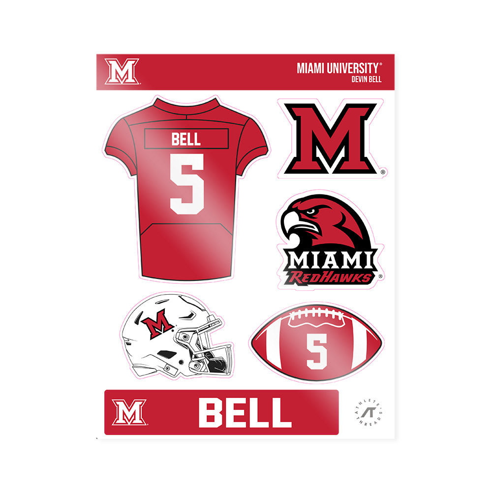 Miami of Ohio - NCAA Football : Devin Bell - Sticker Sheet-0