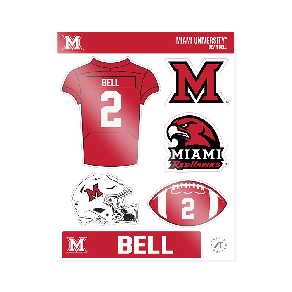 Miami of Ohio - NCAA Football : Devin Bell - Sticker Sheet-0