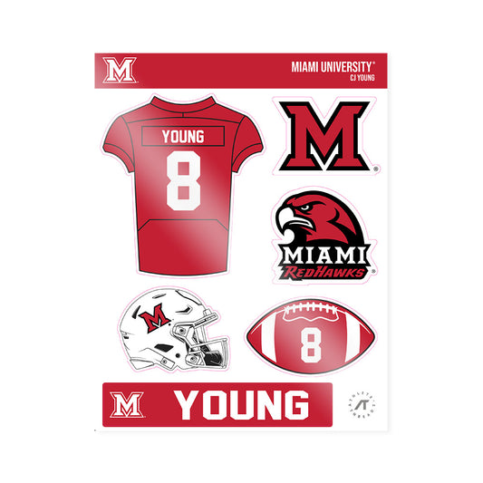 Miami of Ohio - NCAA Football : Cj Young - Sticker Sheet-0