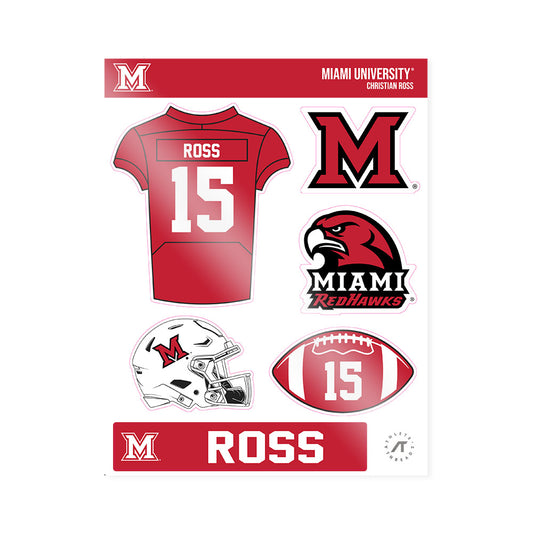 Miami of Ohio - NCAA Football : Christian Ross - Sticker Sheet-0