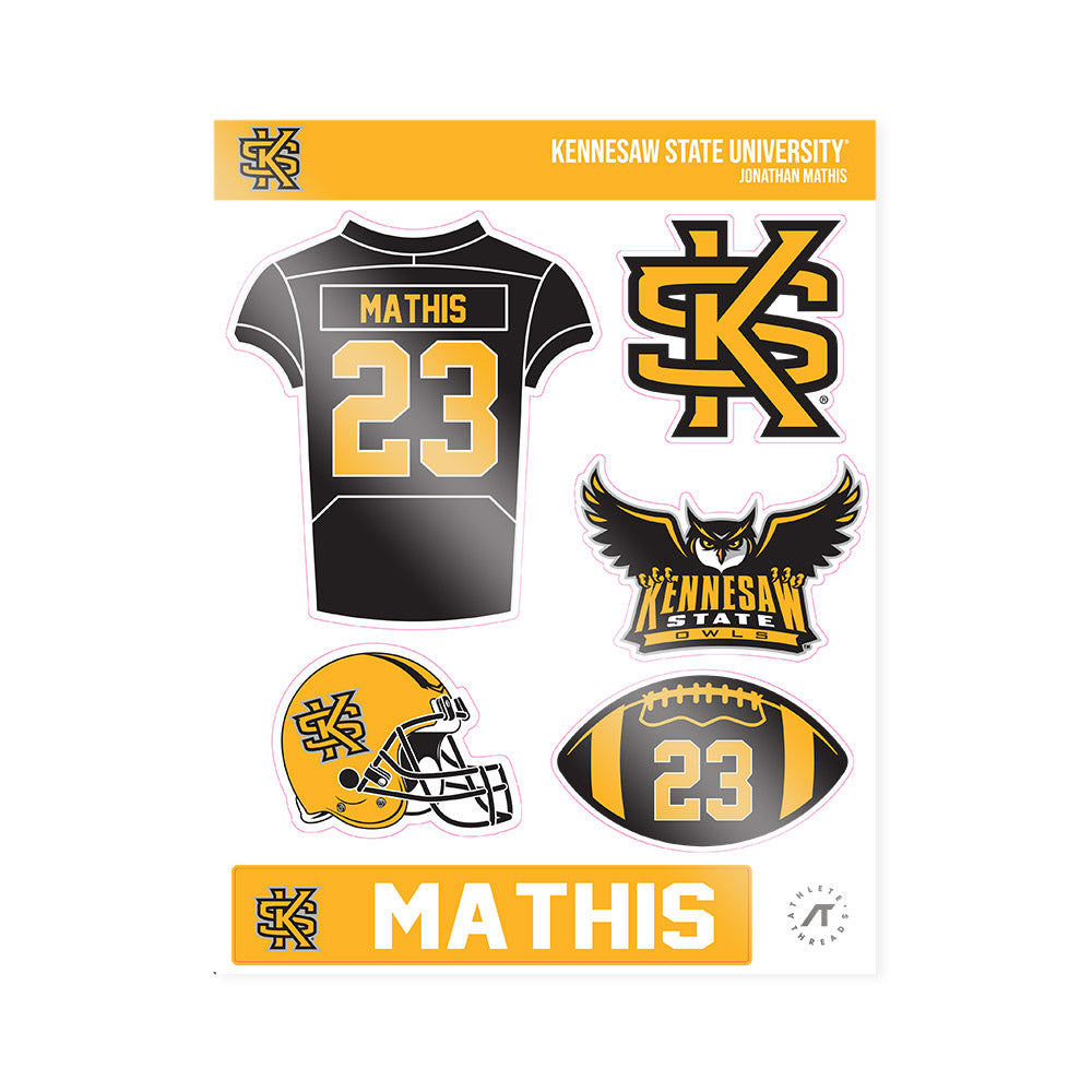 Kennesaw - NCAA Football : Jonathan Mathis - Sticker Sheet-0