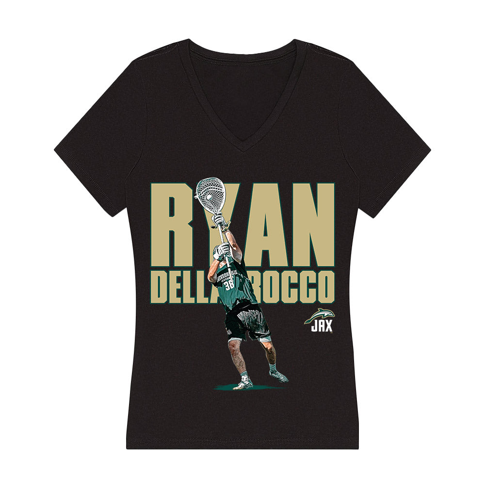 Jacksonville - NCAA Men's Lacrosse : Ryan Della Rocco - Player Collage Women's V-Neck T-Shirt-0