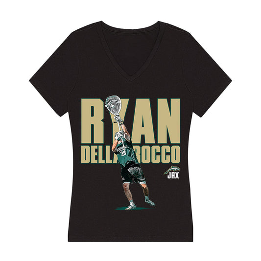 Jacksonville - NCAA Men's Lacrosse : Ryan Della Rocco - Player Collage Women's V-Neck T-Shirt-0
