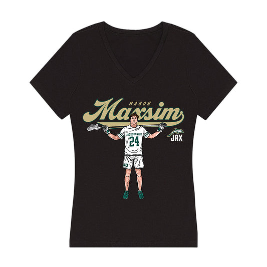 Jacksonville - NCAA Men's Lacrosse : Mason Maxism - Player Collage Women's V-Neck T-Shirt-0