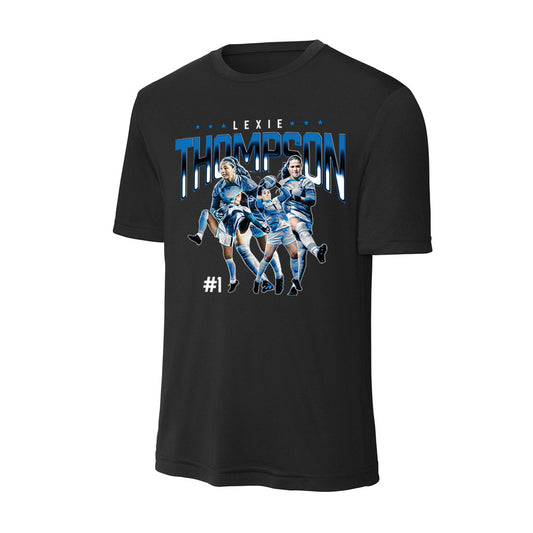 Buffalo - NCAA Women's Soccer : Lexie Thompson - Player Collage Activewear T-Shirt-0