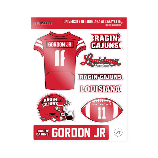 Louisiana - NCAA Football : Brent Gordon jr - Sticker Sheet-0