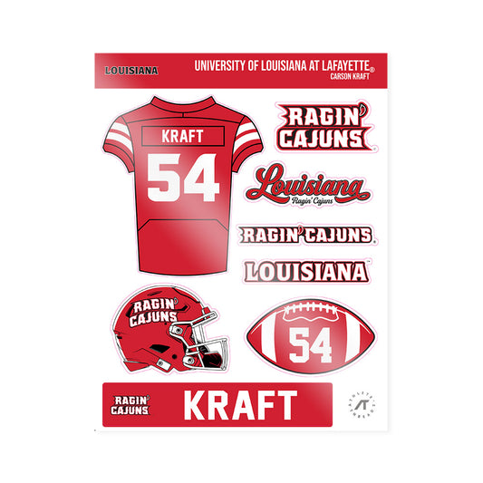 Louisiana - NCAA Football : Carson Kraft - Sticker Sheet-0
