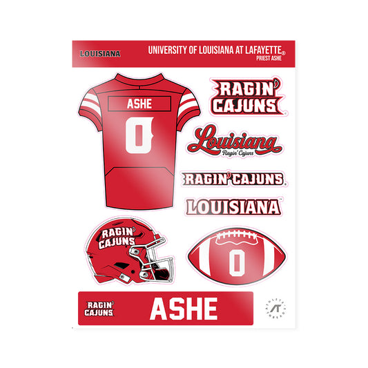 Louisiana - NCAA Football : Priest Ashe - Sticker Sheet-0