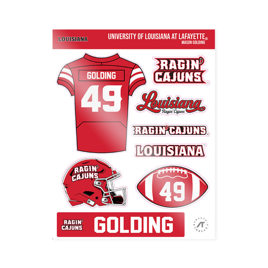 Louisiana - NCAA Football : Mason Golding - Sticker Sheet-0