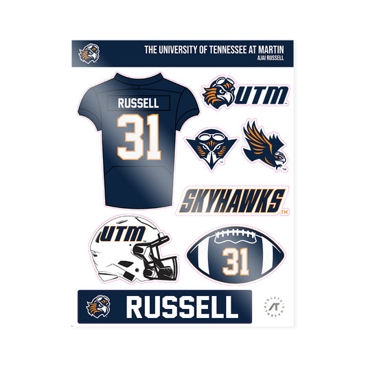 UT Martin - NCAA Football : Ajai Russell - Sticker Sheet-0