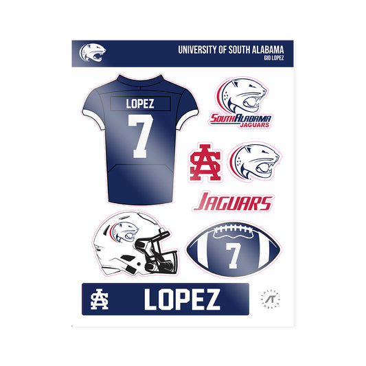 South Alabama - NCAA Football : Gio Lopez - Sticker Sheet-0