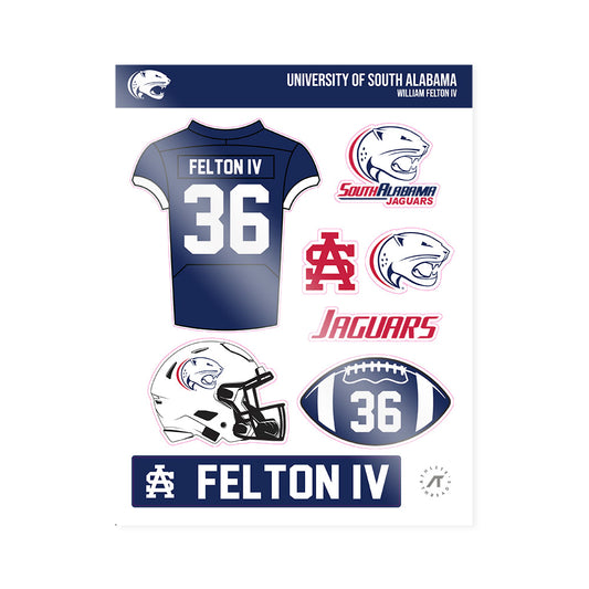South Alabama - NCAA Football : William Felton IV - Sticker Sheet-0