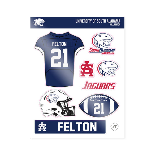 South Alabama - NCAA Football : Will Felton - Sticker Sheet-0