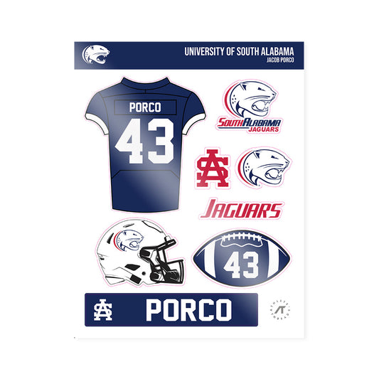South Alabama - NCAA Football : Jacob Porco - Sticker Sheet-0