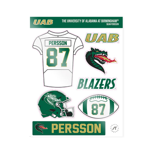 UAB - NCAA Football : Sean Persson - Sticker Sheet-0