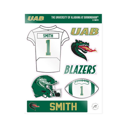 UAB - NCAA Football : CJ Smith - Sticker Sheet-0