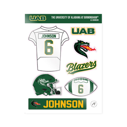 UAB - NCAA Football : AJ Johnson - Sticker Sheet-0