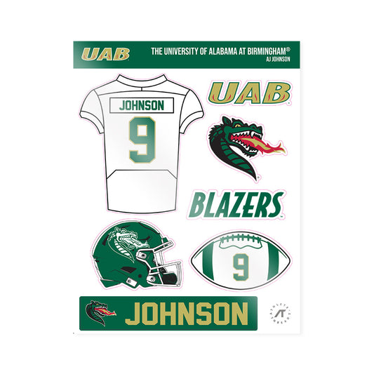 UAB - NCAA Football : AJ Johnson - Sticker Sheet-0