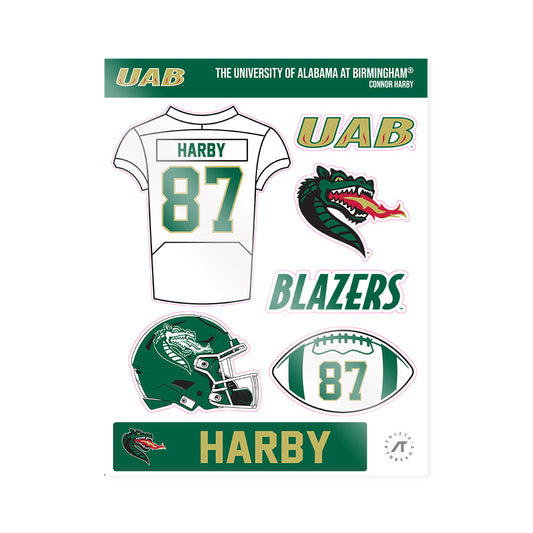 UAB - NCAA Football : Connor Harby - Sticker Sheet-0