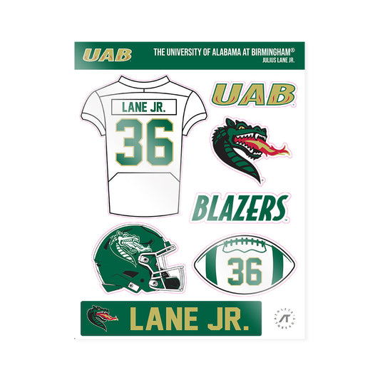 UAB - NCAA Football : Julius Lane Jr. - Sticker Sheet-0