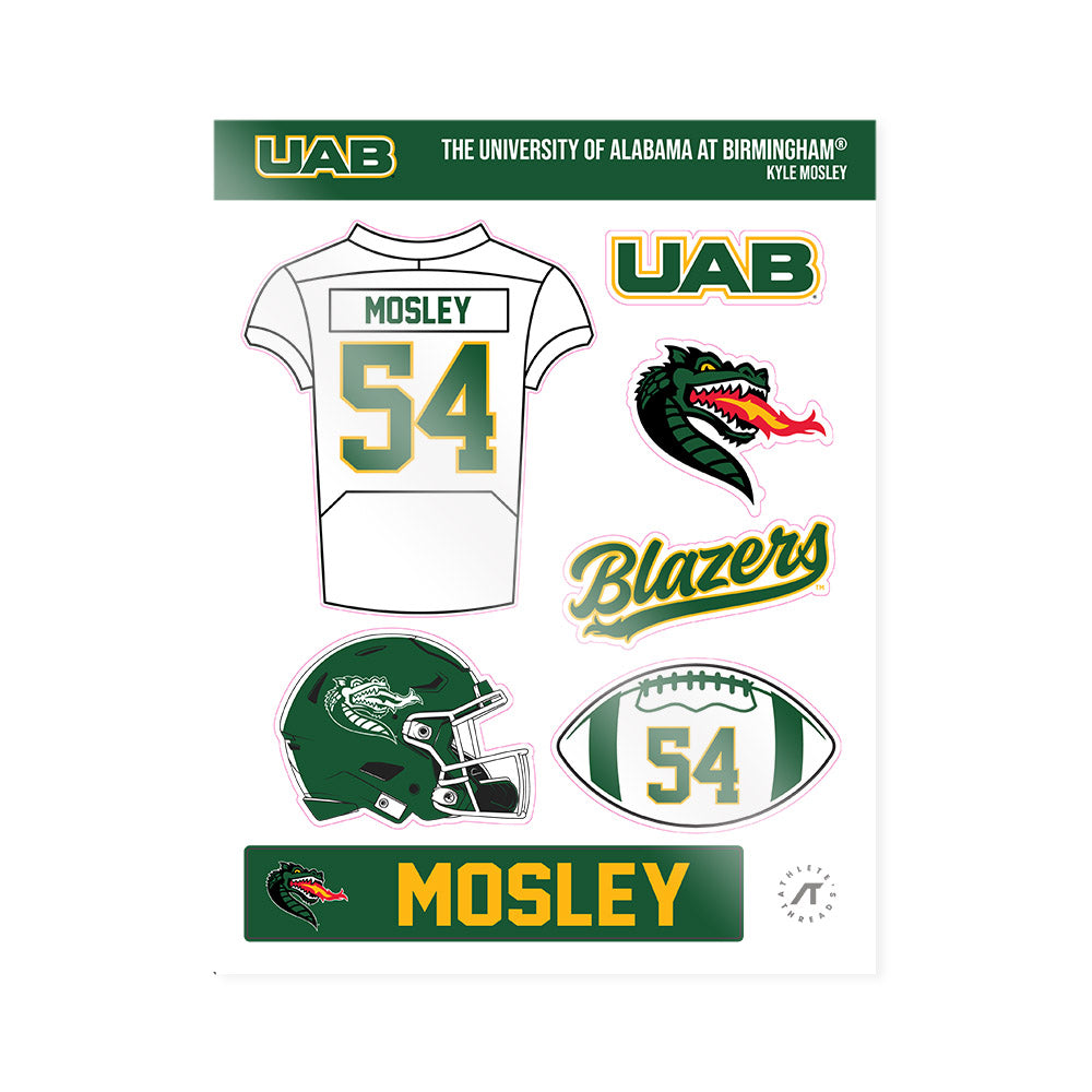 UAB - NCAA Football : Kyle Mosley - Sticker Sheet-0