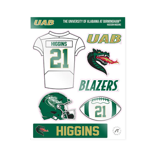 UAB - NCAA Football : Hudson Higgins - Sticker Sheet-0