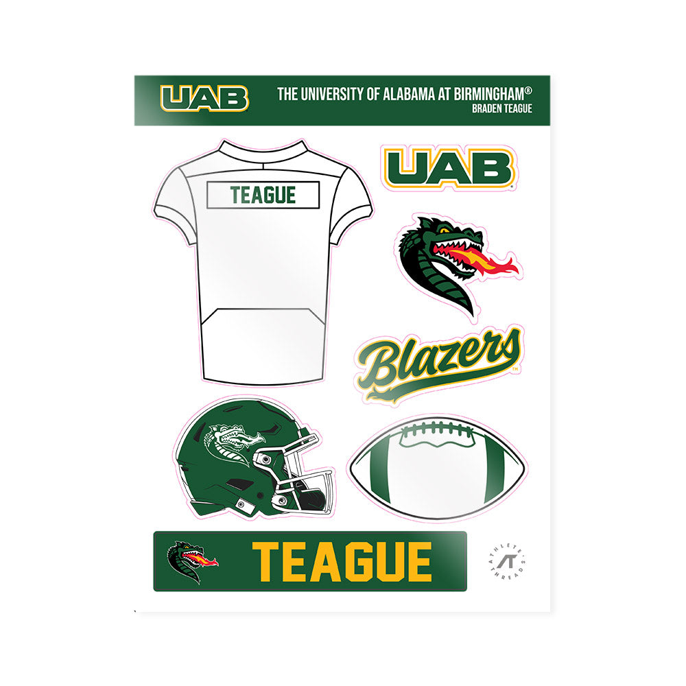 UAB - NCAA Football : Braden Teague - Sticker Sheet-0