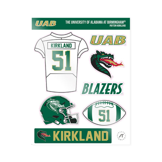UAB - NCAA Football : Payton Kirkland - Sticker Sheet-0