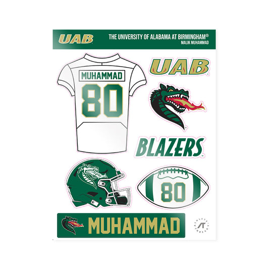 UAB - NCAA Football : Malik Muhammad - Sticker Sheet-0