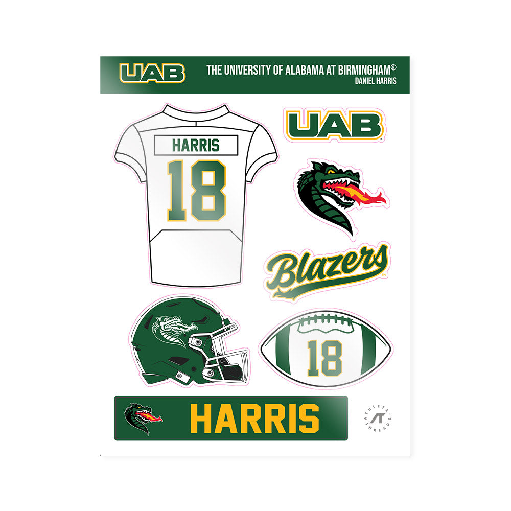 UAB - NCAA Football : Daniel Harris - Sticker Sheet-0
