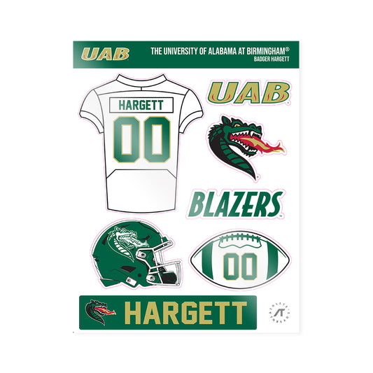 UAB - NCAA Football : Badger Hargett - Sticker Sheet-0